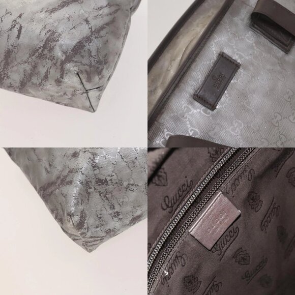 GUCCI GG Implementation Tote Bag Coated Canvas Silver Auth 117334 - Picture 16 of 16